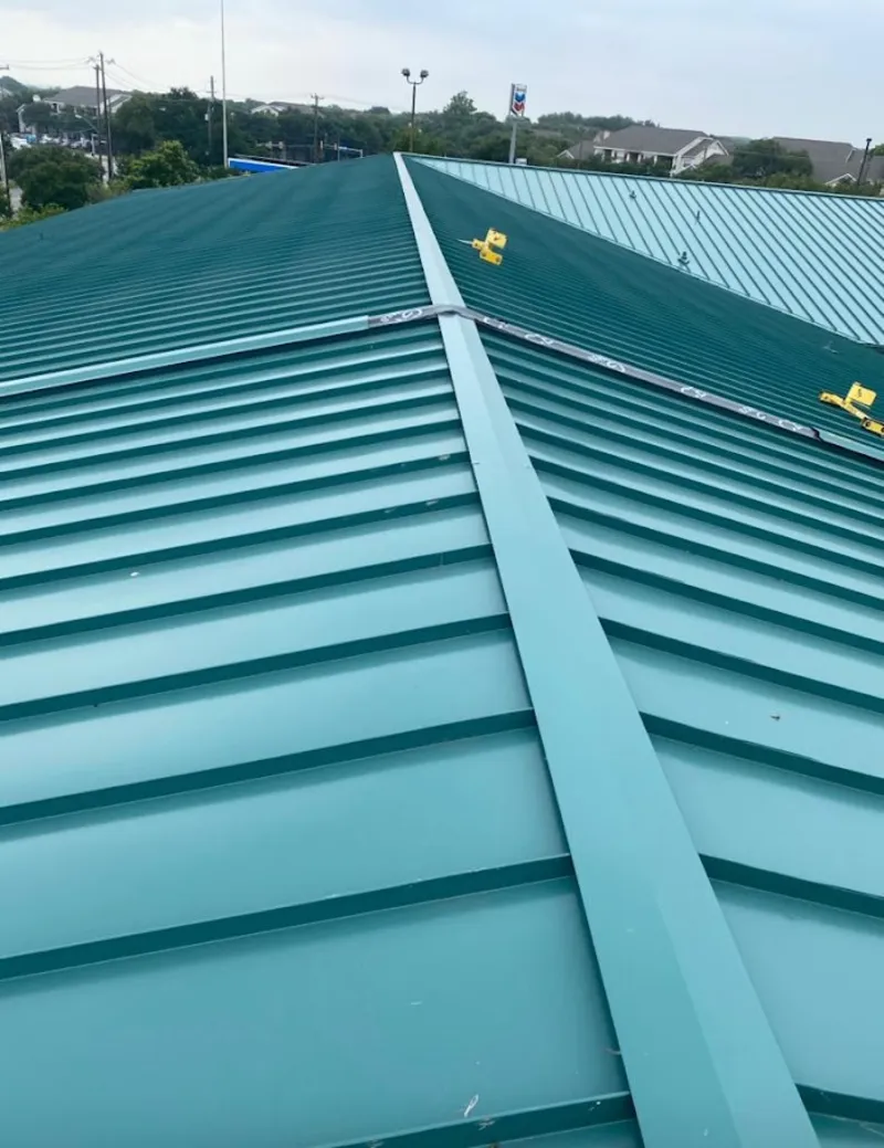 Green commercial metal roof ridge and valley for Metal Roof Repair in South Bay